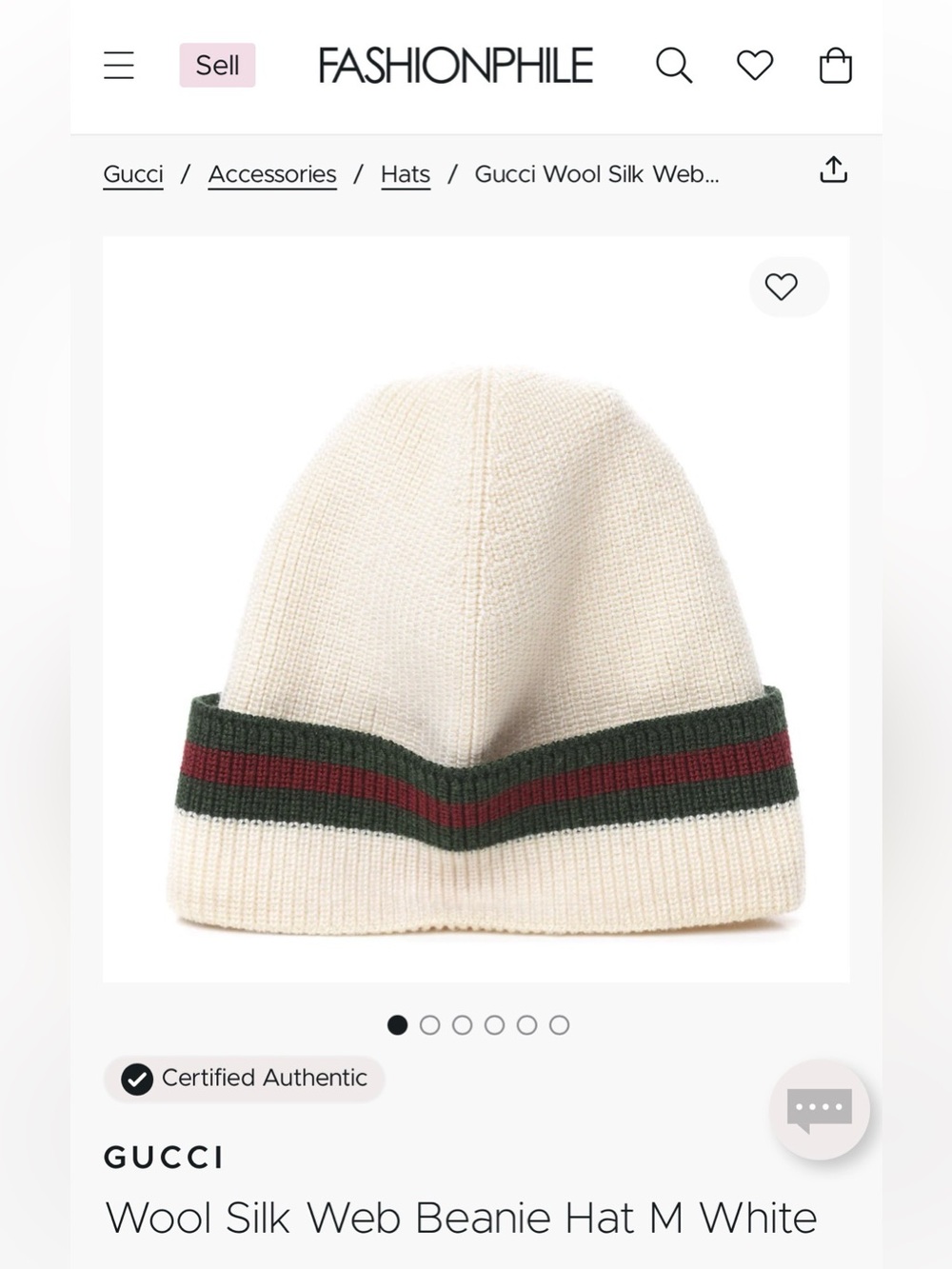 Gucci Cream Wool-Silk Knit Hat - Picture 8 of 9